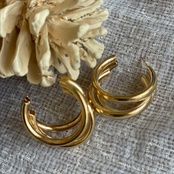 Jewelry - Triple layered gold finish hoops
